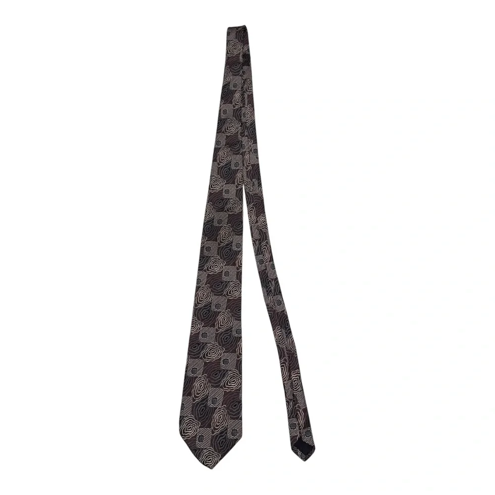 Fendi Designer Silk Geometric Patterned Brown Men's Tie 57.25x3.5‎